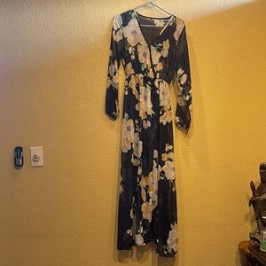 Women’s long sleeve flower print silk